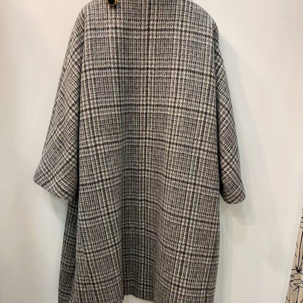 BALENCIAGA Grey Wool Mohair PLAID Coat Jacket size36 - Picture 3 of 4